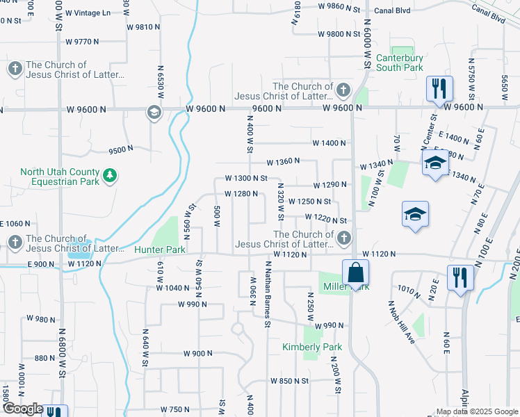 map of restaurants, bars, coffee shops, grocery stores, and more near 1235 North 350 West in American Fork