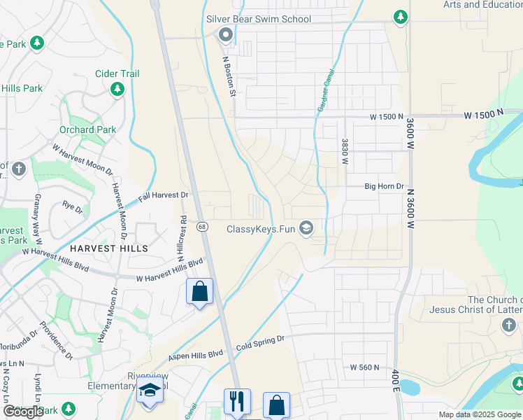 map of restaurants, bars, coffee shops, grocery stores, and more near 2100 Redwood Road in Saratoga Springs