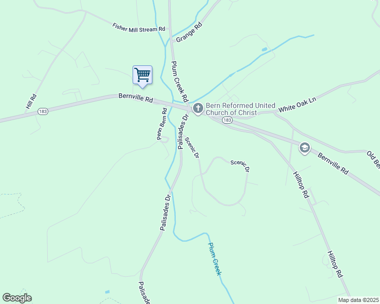 map of restaurants, bars, coffee shops, grocery stores, and more near 519 Scenic Drive in Bernville