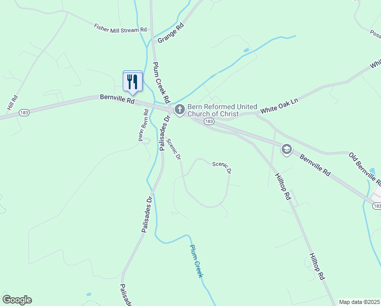 map of restaurants, bars, coffee shops, grocery stores, and more near 656 Scenic Drive in Bernville