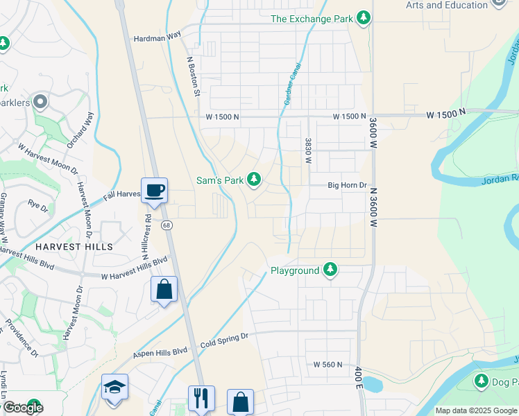 map of restaurants, bars, coffee shops, grocery stores, and more near 4093 1180 North in Saratoga Springs