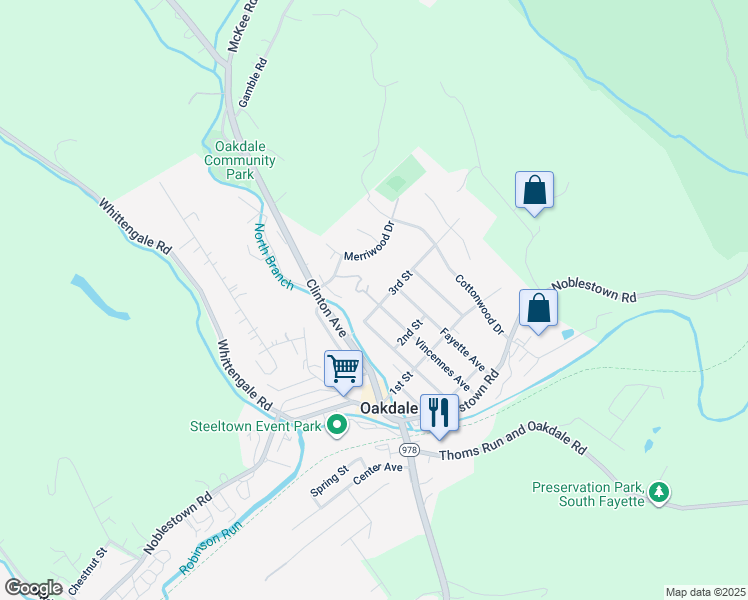map of restaurants, bars, coffee shops, grocery stores, and more near 305 Vincennes Avenue in Oakdale