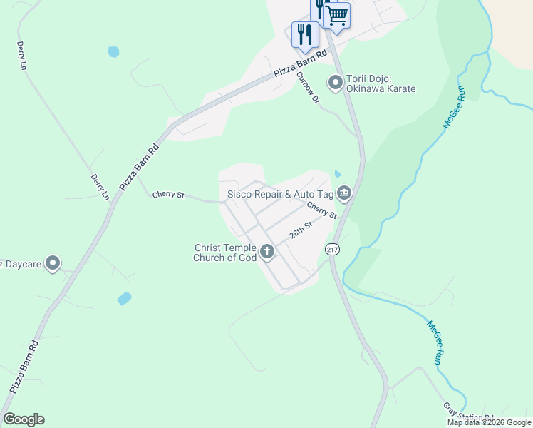 map of restaurants, bars, coffee shops, grocery stores, and more near 506 25th Street in Blairsville