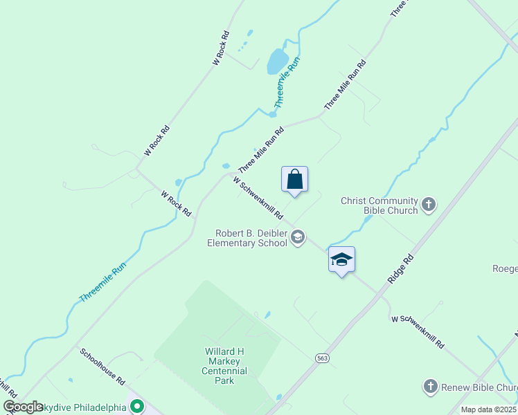 map of restaurants, bars, coffee shops, grocery stores, and more near 1422 West Schwenkmill Road in Perkasie
