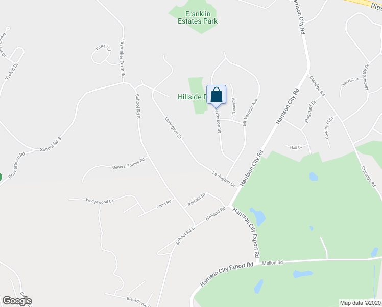 map of restaurants, bars, coffee shops, grocery stores, and more near Lexington Drive in Murrysville