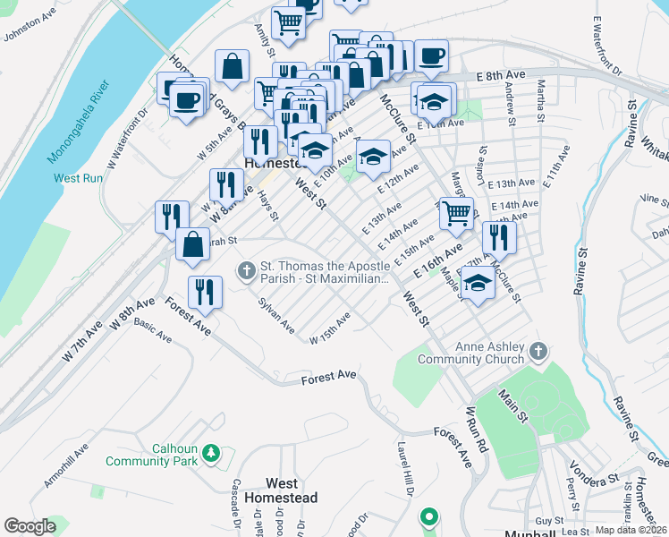 map of restaurants, bars, coffee shops, grocery stores, and more near 133 West 13th Avenue in Homestead