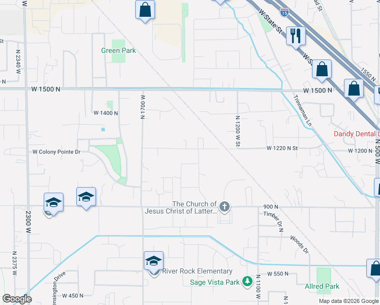 map of restaurants, bars, coffee shops, grocery stores, and more near 1451 West 1220 North Street in Lehi