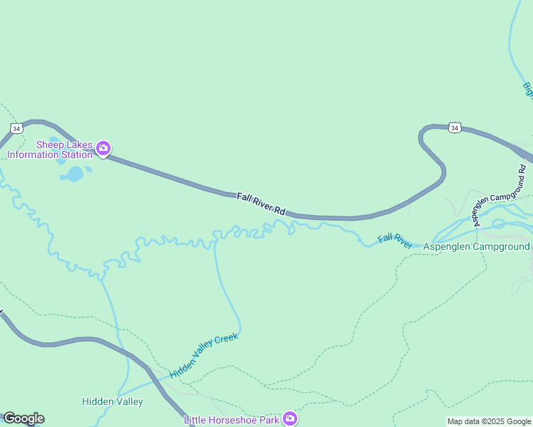 map of restaurants, bars, coffee shops, grocery stores, and more near 3917-3997 Fall River Road in Estes Park