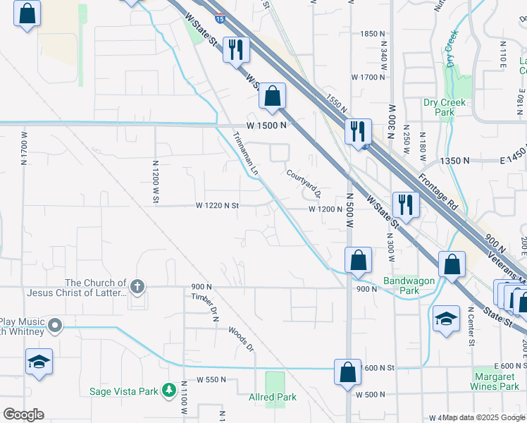 map of restaurants, bars, coffee shops, grocery stores, and more near 818 West 1220 North Street in Lehi