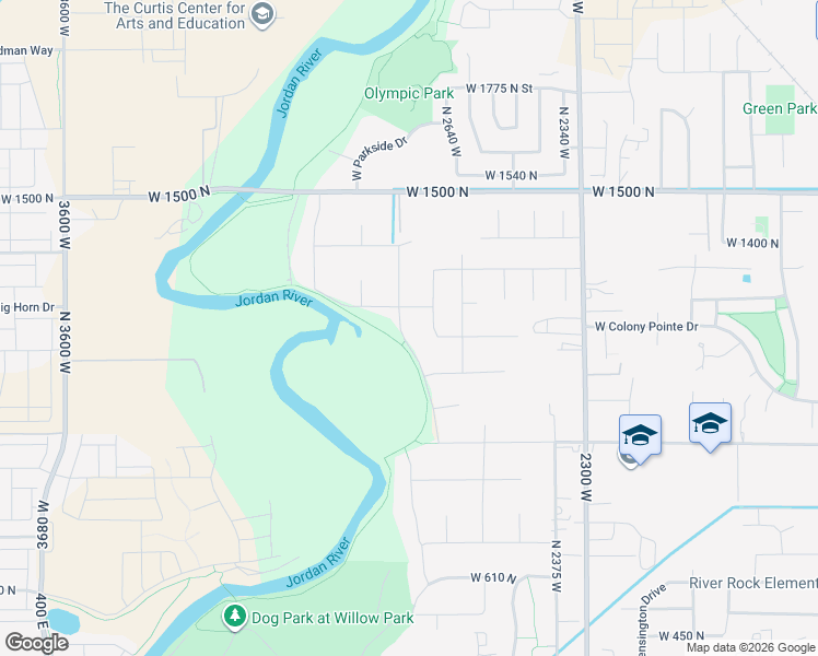 map of restaurants, bars, coffee shops, grocery stores, and more near Jordan River Parkway in Lehi