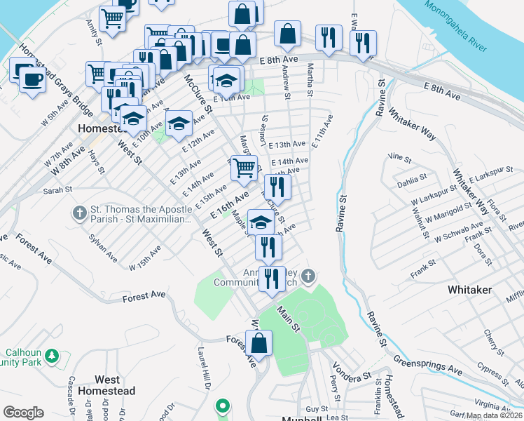 map of restaurants, bars, coffee shops, grocery stores, and more near 1700 East 17th Avenue in Homestead