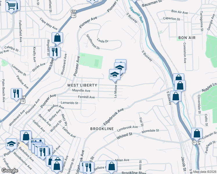 map of restaurants, bars, coffee shops, grocery stores, and more near 755 Dunster Street in Pittsburgh