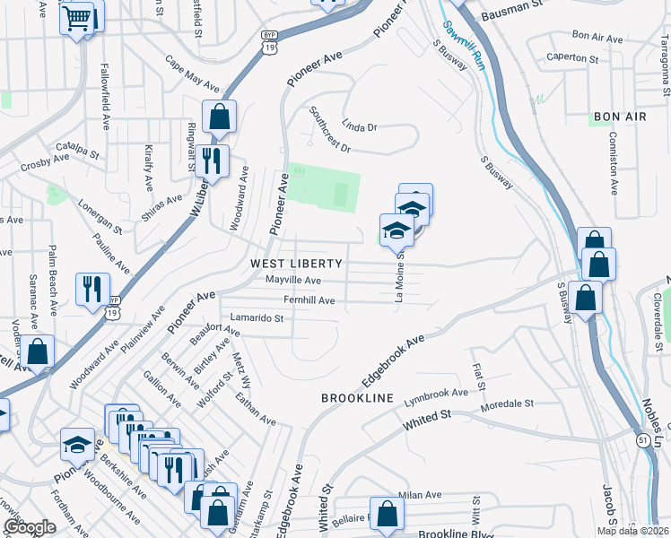 map of restaurants, bars, coffee shops, grocery stores, and more near 637 Dunster Street in Pittsburgh