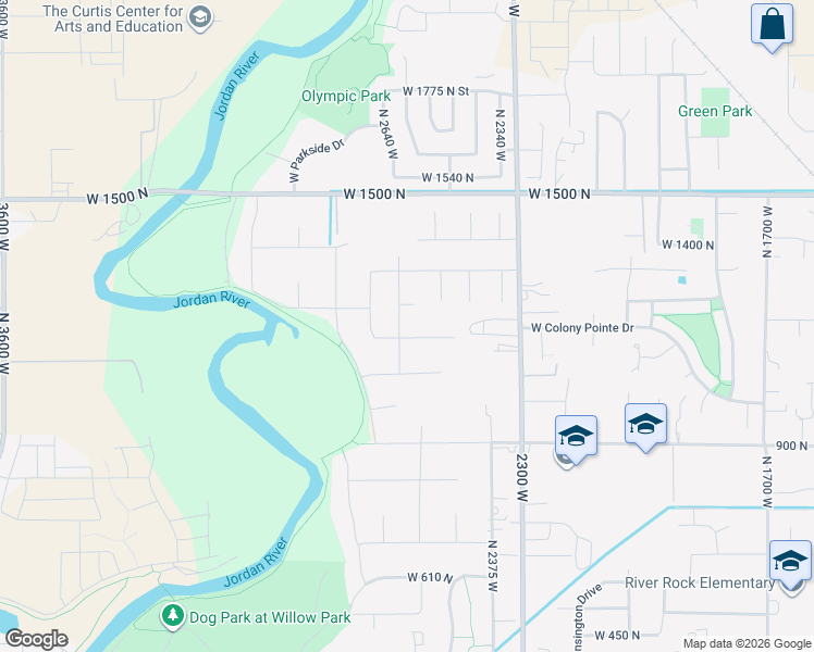 map of restaurants, bars, coffee shops, grocery stores, and more near 1218 North 2550 West in Lehi