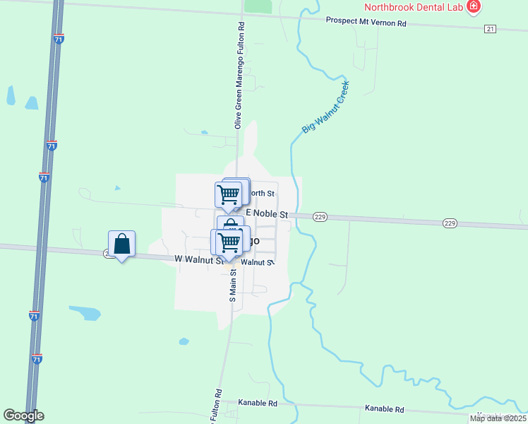 map of restaurants, bars, coffee shops, grocery stores, and more near 26 E Noble St in Marengo