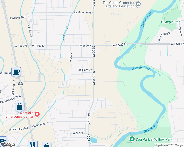 map of restaurants, bars, coffee shops, grocery stores, and more near 9331 North 10400 West in Lehi