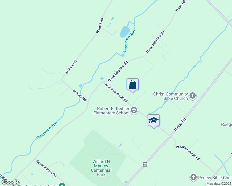 map of restaurants, bars, coffee shops, grocery stores, and more near 1410 West Schwenkmill Road in Perkasie