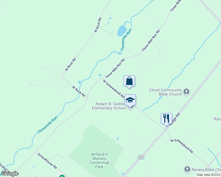 map of restaurants, bars, coffee shops, grocery stores, and more near 1422 West Schwenkmill Road in Perkasie