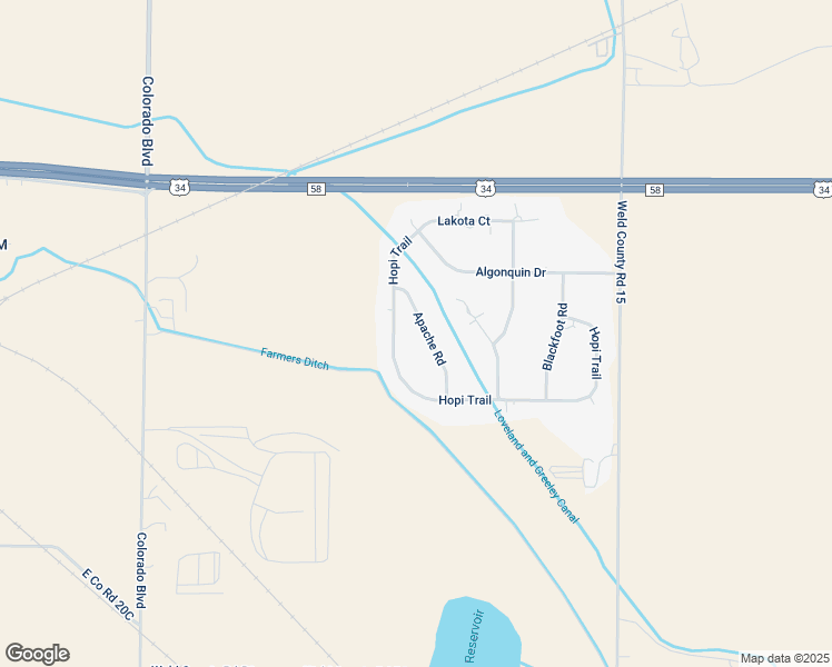 map of restaurants, bars, coffee shops, grocery stores, and more near 6720 Apache Road in Johnstown