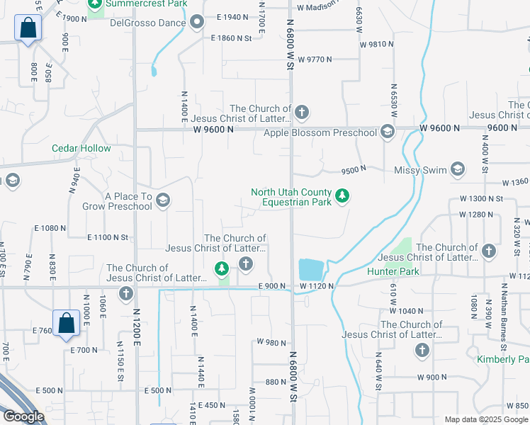 map of restaurants, bars, coffee shops, grocery stores, and more near 9451 North 6800 West in Highland