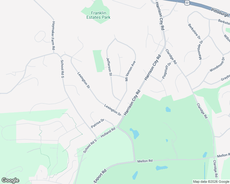 map of restaurants, bars, coffee shops, grocery stores, and more near 307 Jefferson Street in Export