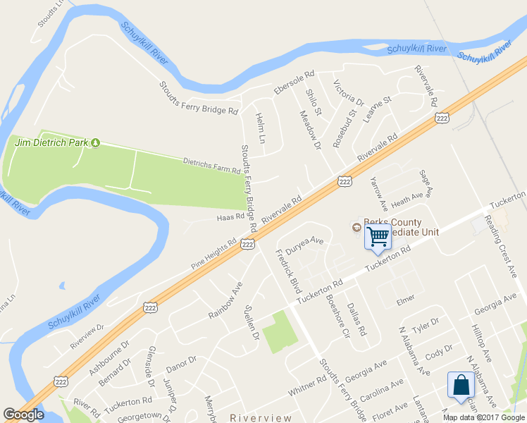 map of restaurants, bars, coffee shops, grocery stores, and more near 759 Rivervale Road in Reading