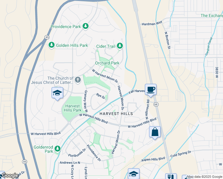 map of restaurants, bars, coffee shops, grocery stores, and more near 2219 North Orchard Way in Saratoga Springs