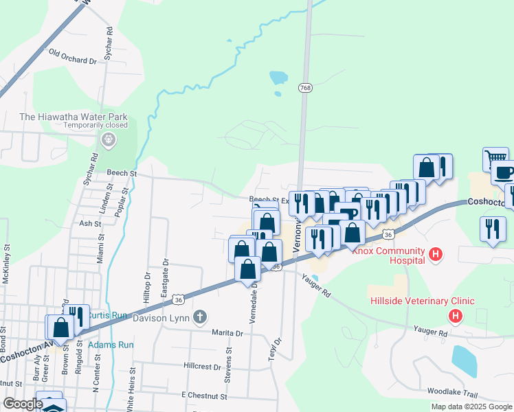 map of restaurants, bars, coffee shops, grocery stores, and more near 1096 Beech Street in Mount Vernon
