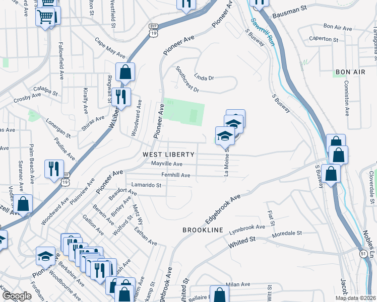 map of restaurants, bars, coffee shops, grocery stores, and more near 637 Dunster Street in Pittsburgh