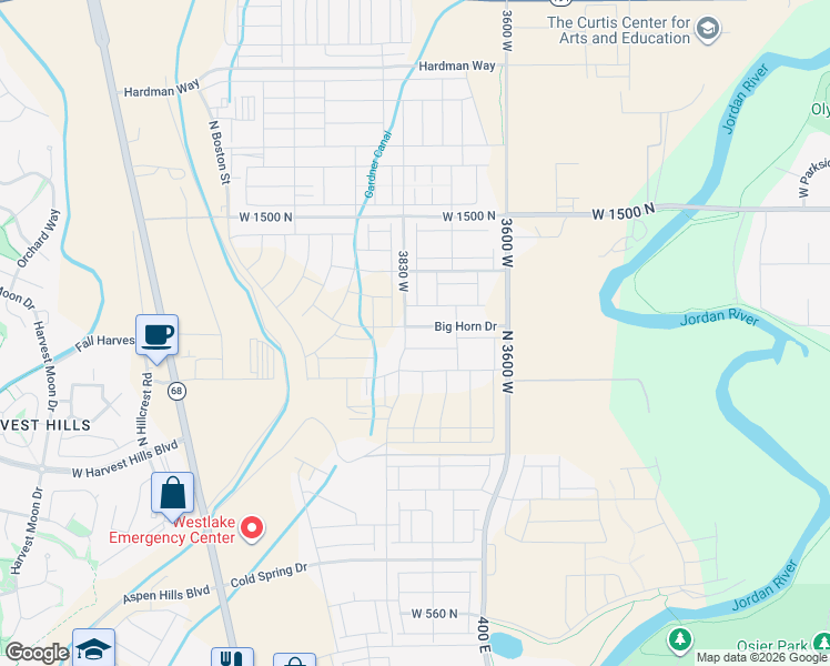 map of restaurants, bars, coffee shops, grocery stores, and more near 3797 Big Horn Drive in Saratoga Springs