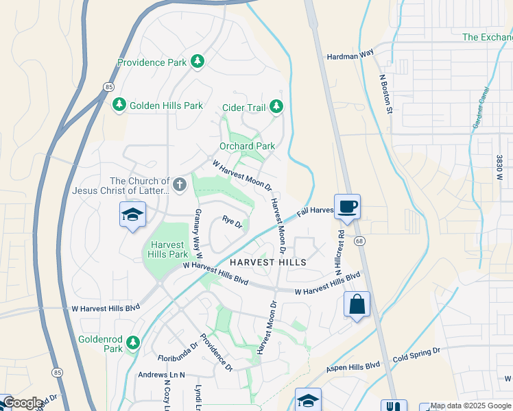 map of restaurants, bars, coffee shops, grocery stores, and more near 2219 North Orchard Way in Saratoga Springs