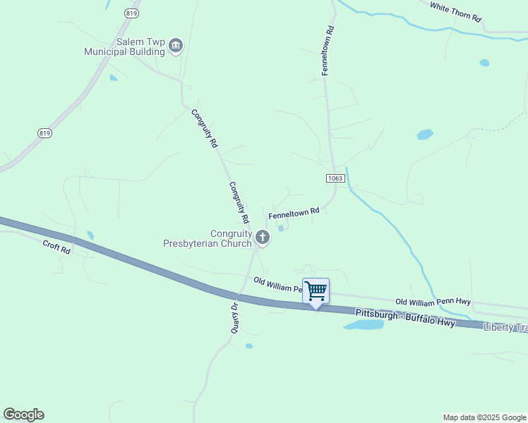 map of restaurants, bars, coffee shops, grocery stores, and more near 155 Fenneltown Road in New Alexandria