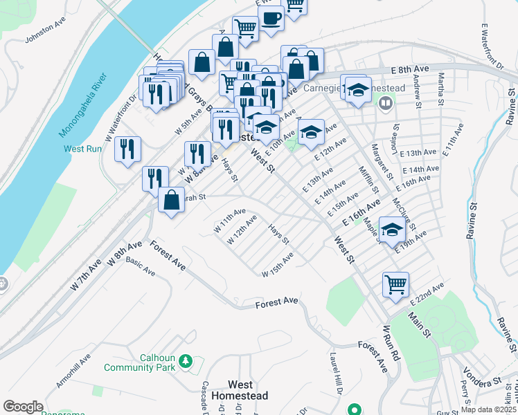 map of restaurants, bars, coffee shops, grocery stores, and more near 1200 Sarah Street in Homestead