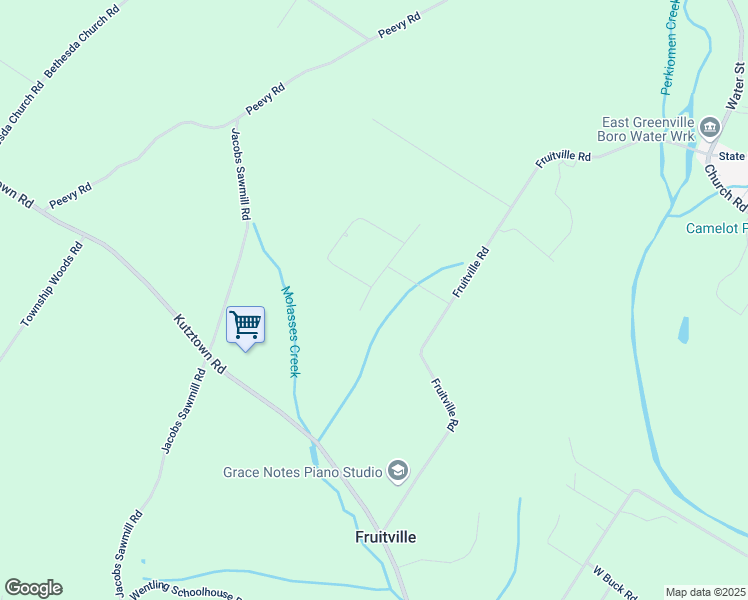map of restaurants, bars, coffee shops, grocery stores, and more near 2072 Silo Lane in East Greenville