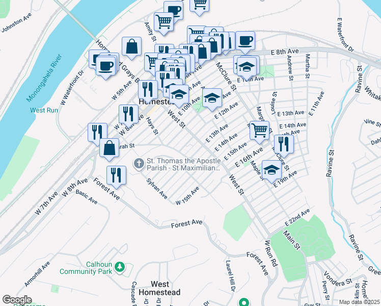 map of restaurants, bars, coffee shops, grocery stores, and more near 133 West 13th Avenue in Homestead
