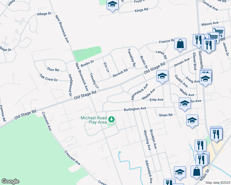 map of restaurants, bars, coffee shops, grocery stores, and more near 19 Appleby Avenue in Spotswood