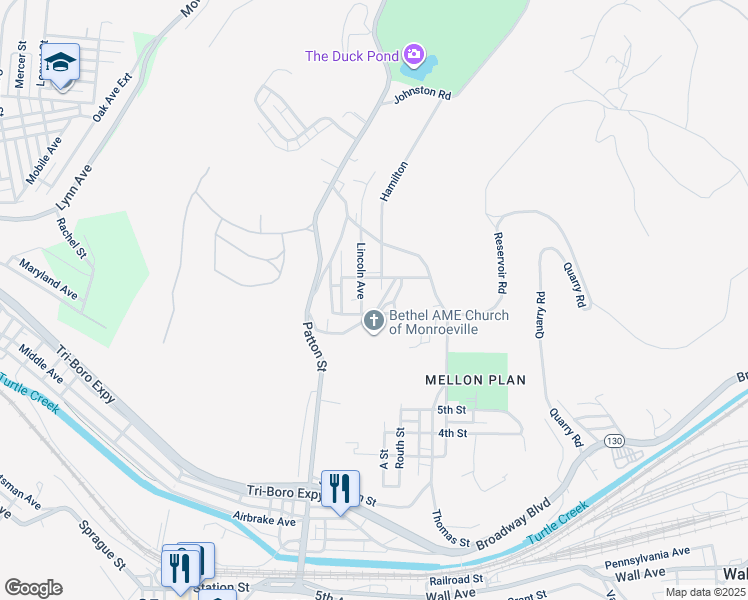 map of restaurants, bars, coffee shops, grocery stores, and more near 3 Coal Wilden Shaw Avenue in Monroeville