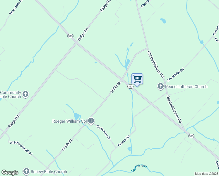 map of restaurants, bars, coffee shops, grocery stores, and more near 2110 North 5th Street in Perkasie