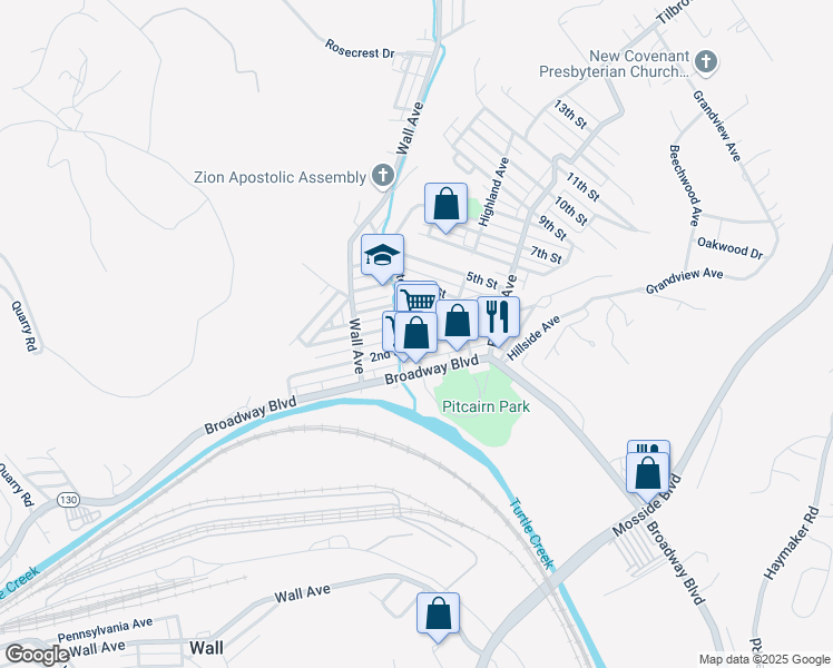 map of restaurants, bars, coffee shops, grocery stores, and more near in Pitcairn