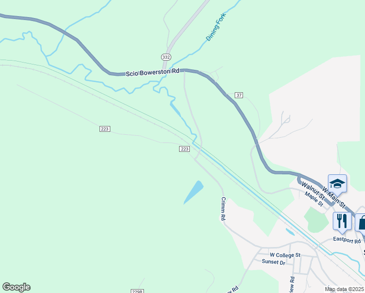 map of restaurants, bars, coffee shops, grocery stores, and more near 37971 Crimm Road in Scio