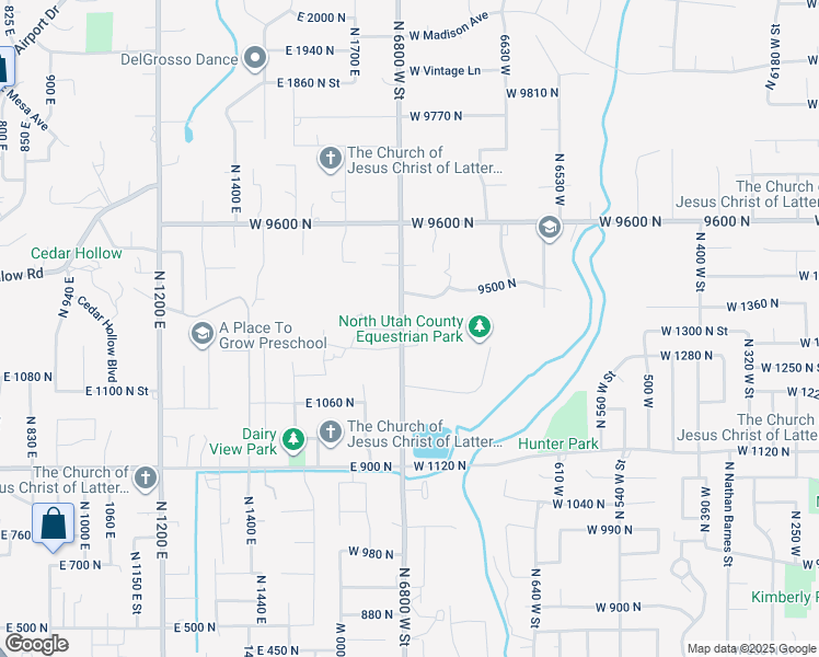 map of restaurants, bars, coffee shops, grocery stores, and more near 9435 Aspen Hollow Circle in Highland