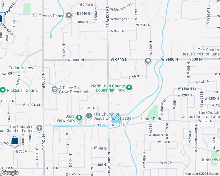 map of restaurants, bars, coffee shops, grocery stores, and more near 9435 Aspen Hollow Circle in Highland