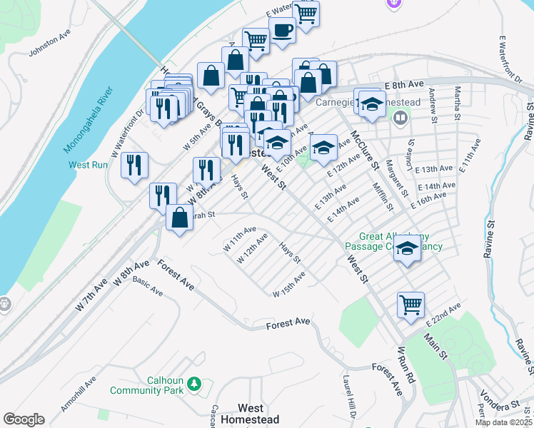 map of restaurants, bars, coffee shops, grocery stores, and more near 1200 Sarah Street in Homestead