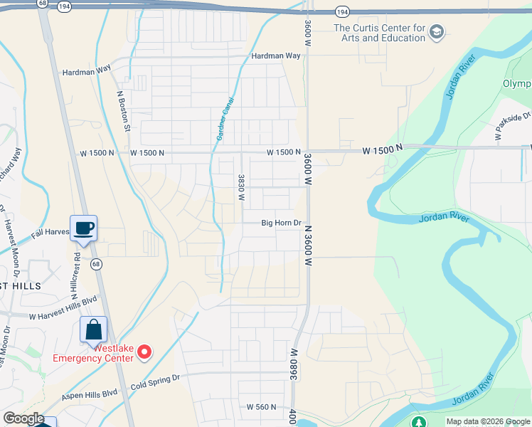 map of restaurants, bars, coffee shops, grocery stores, and more near 9776 North 3600 West in Lehi