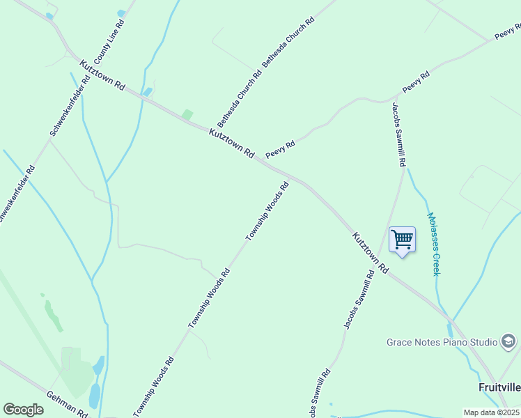 map of restaurants, bars, coffee shops, grocery stores, and more near 3015 Township Woods Road in East Greenville