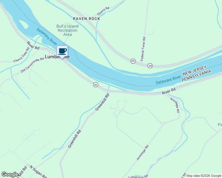 map of restaurants, bars, coffee shops, grocery stores, and more near 3596 River Road in Lumberville