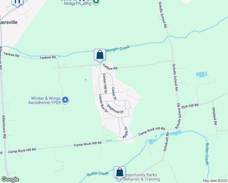 map of restaurants, bars, coffee shops, grocery stores, and more near 135 Ridge Road in Quakertown