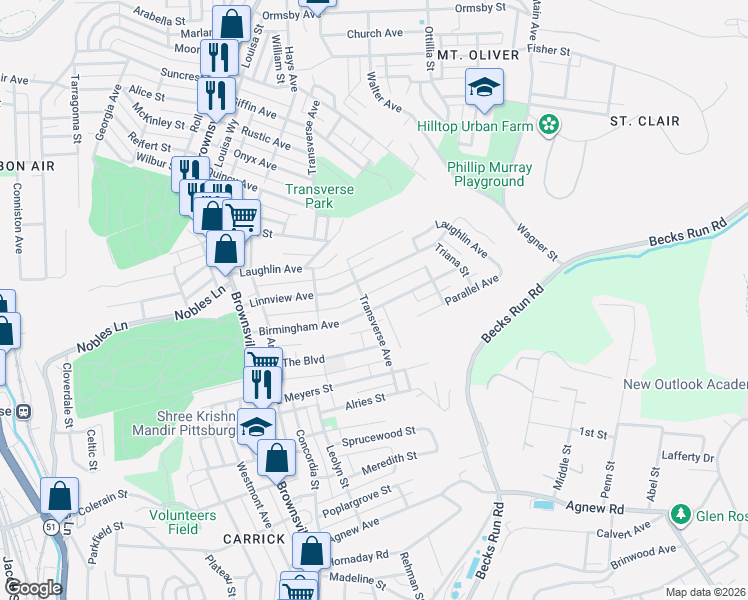 map of restaurants, bars, coffee shops, grocery stores, and more near 305 Linnview Avenue in Pittsburgh
