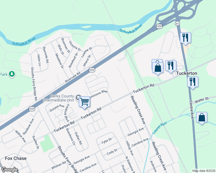 map of restaurants, bars, coffee shops, grocery stores, and more near 1004 Heath Avenue in Reading