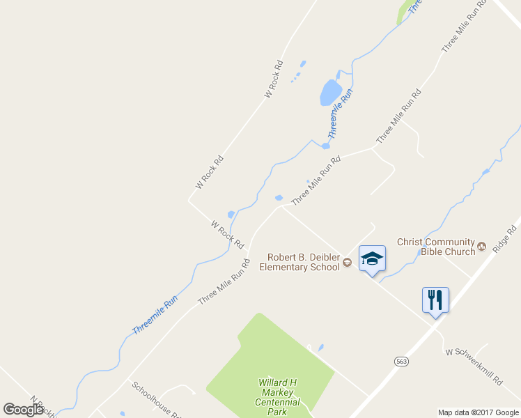 map of restaurants, bars, coffee shops, grocery stores, and more near 1624 Three Mile Run Road in Perkasie